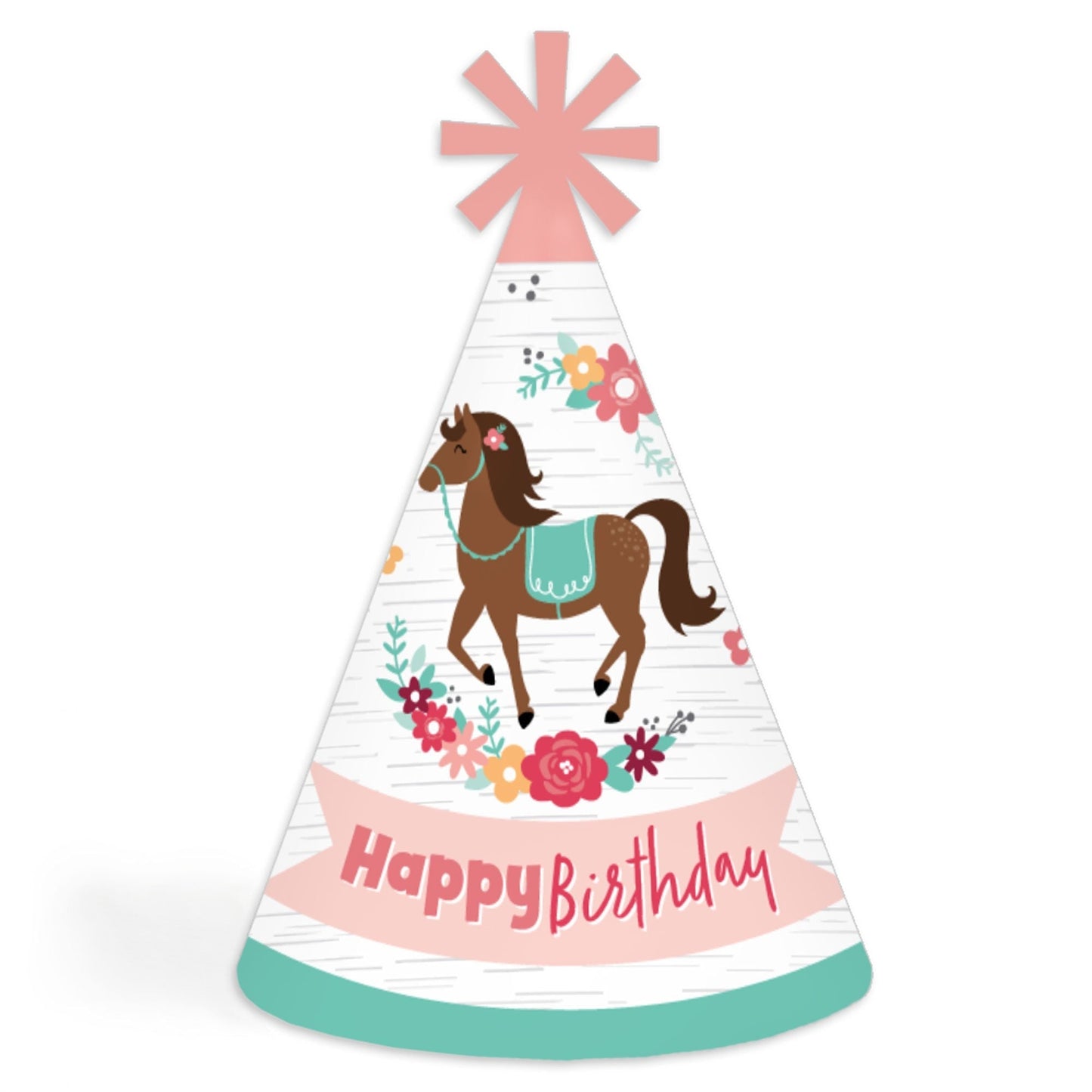 Run Wild Horses - Cone Happy Birthday Party Hats for Kids and Adults - Set of 8 (Standard Size)