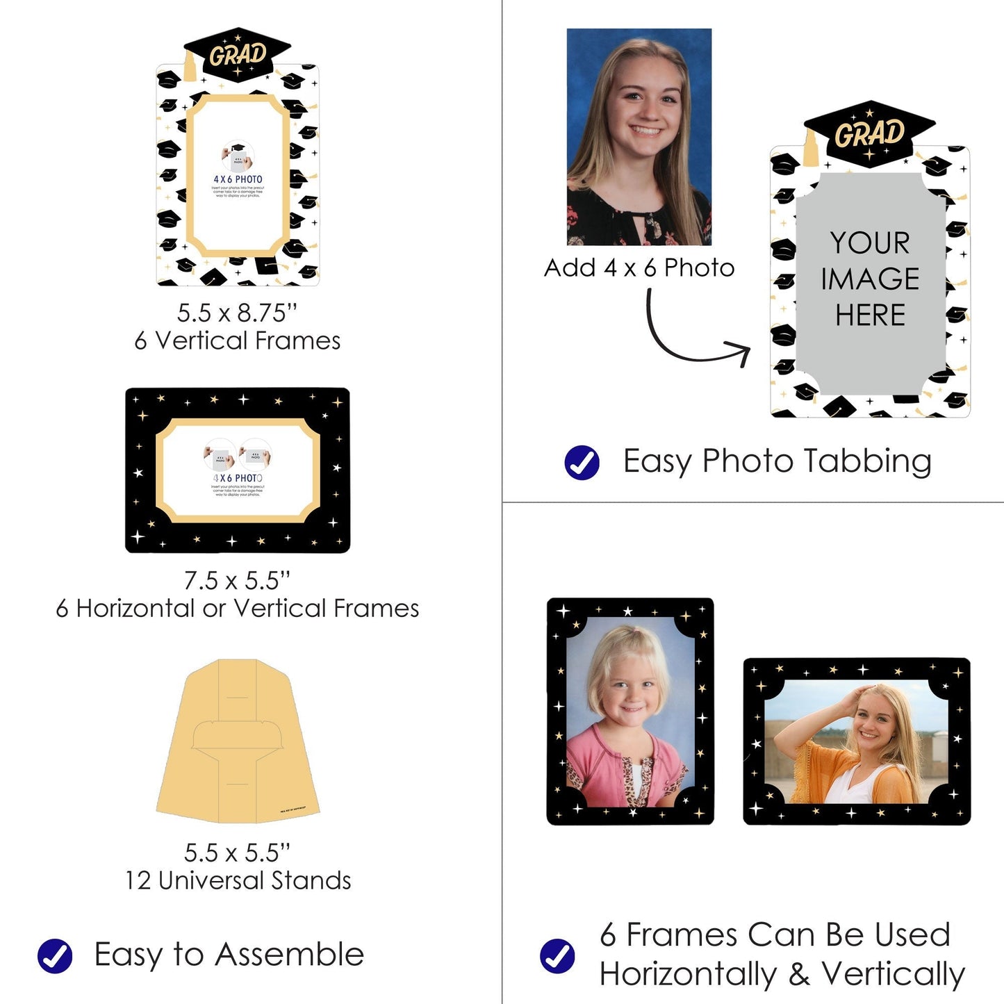 Goodbye High School, Hello College - Graduation Party 4x6 Picture Display - Paper Photo Frames - Set of 12