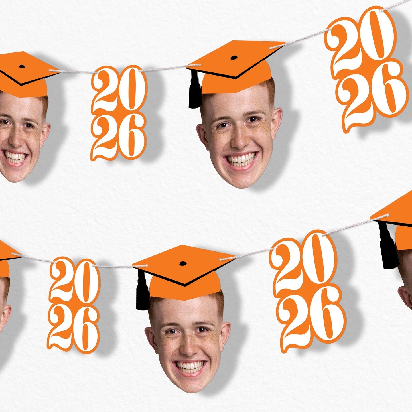 Custom Face Orange Graduation Garland Banner