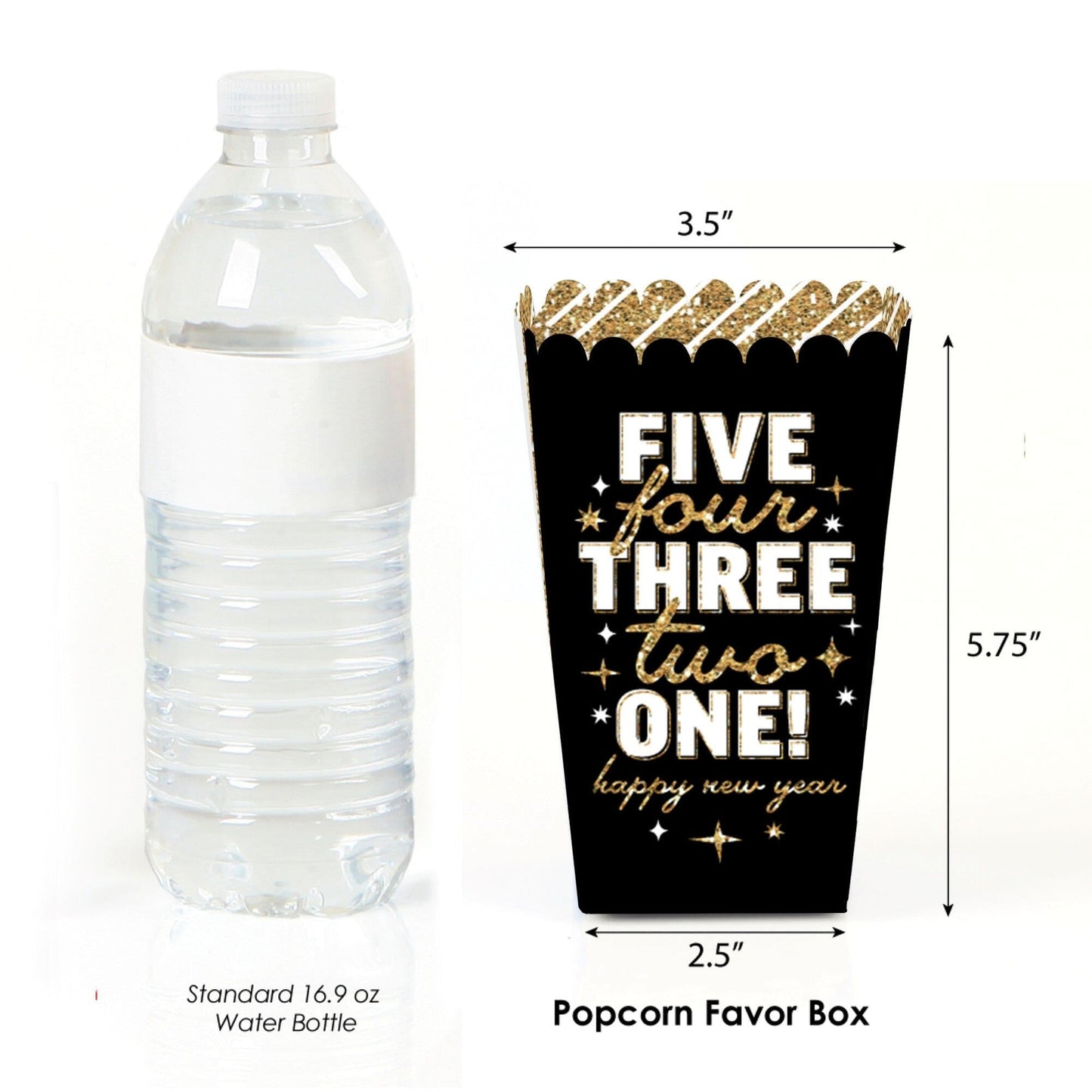 Hello New Year - NYE Party Favor Popcorn Treat Boxes - Set of 12