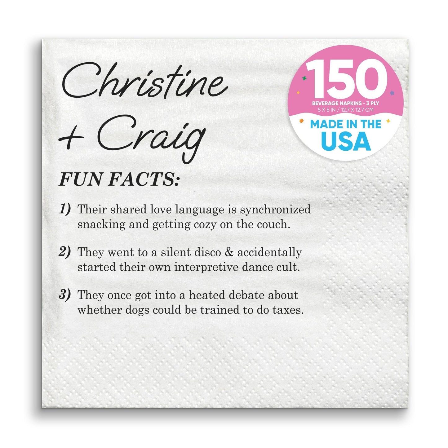 Custom Text - Fun Facts Wedding Napkins