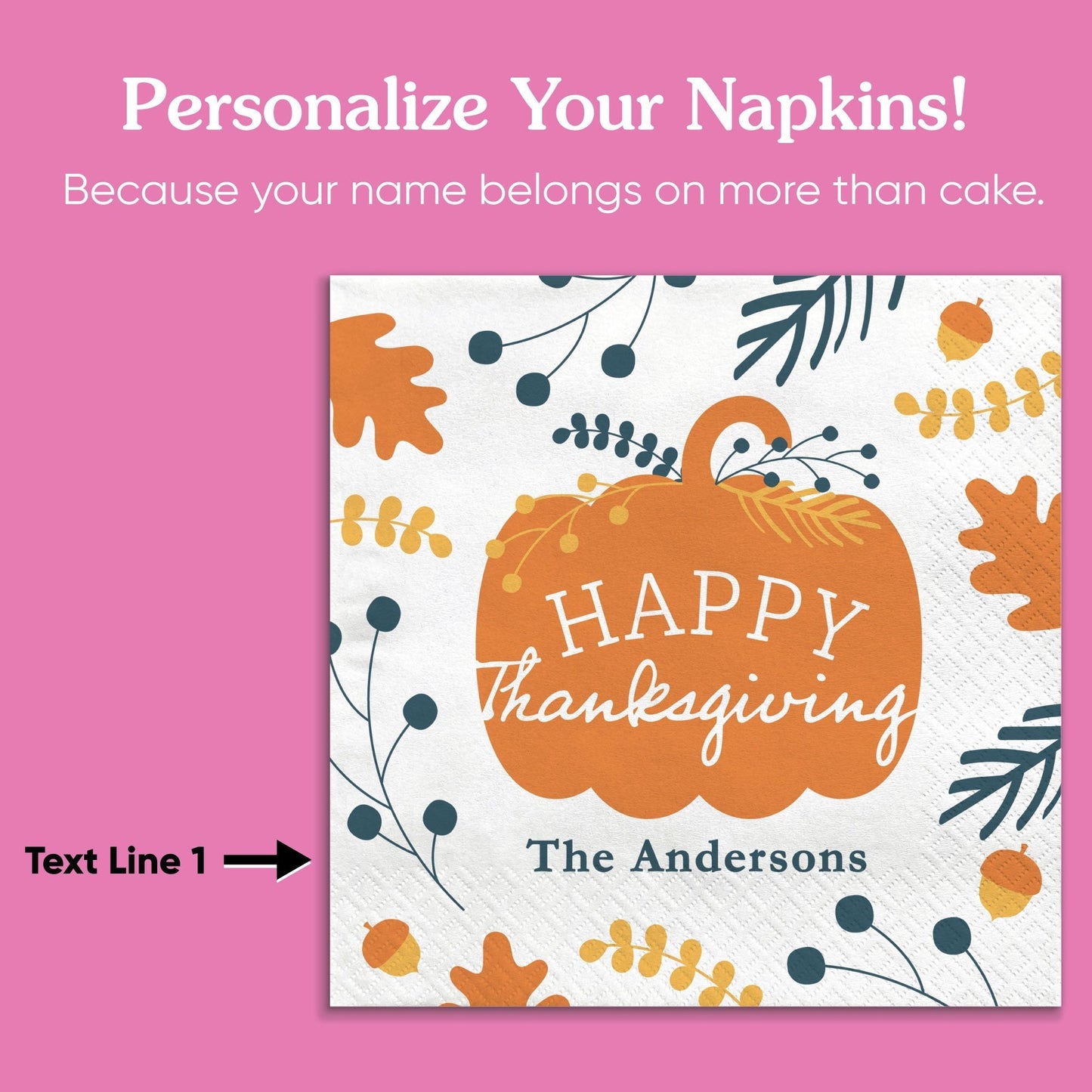 Custom Text Napkins - Happy Thanksgiving