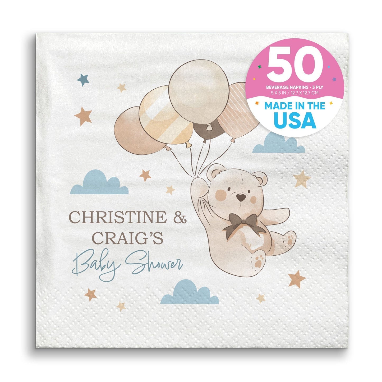 Custom Text Napkins - We Can Bearly Wait