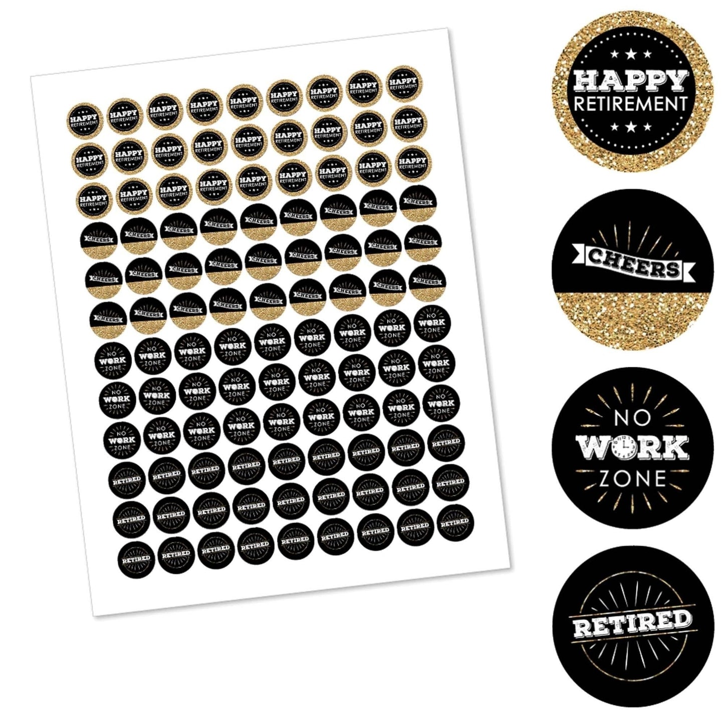 Happy Retirement - Round Candy Labels Retirement Party Favors - Fits Hershey Kisses - 108 ct