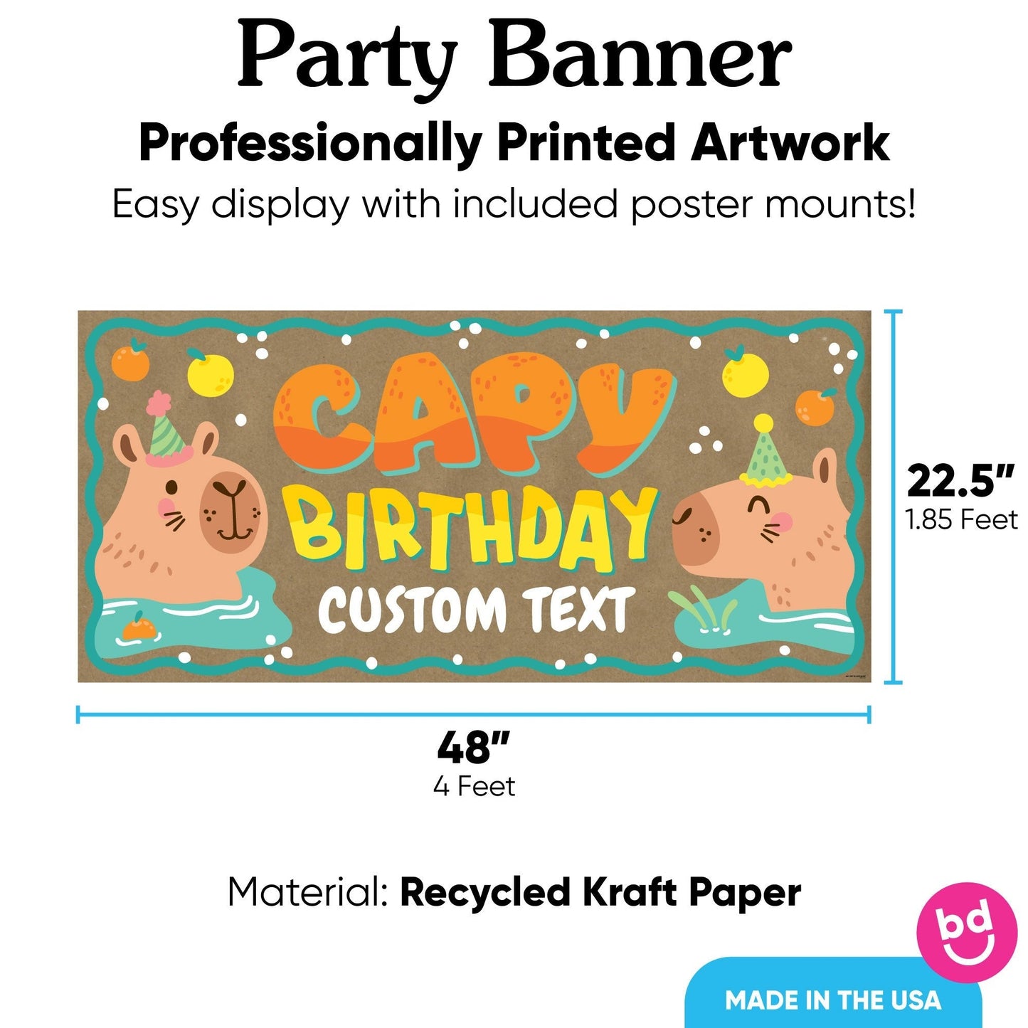 Custom Text Capy Birthday Kraft Banner
