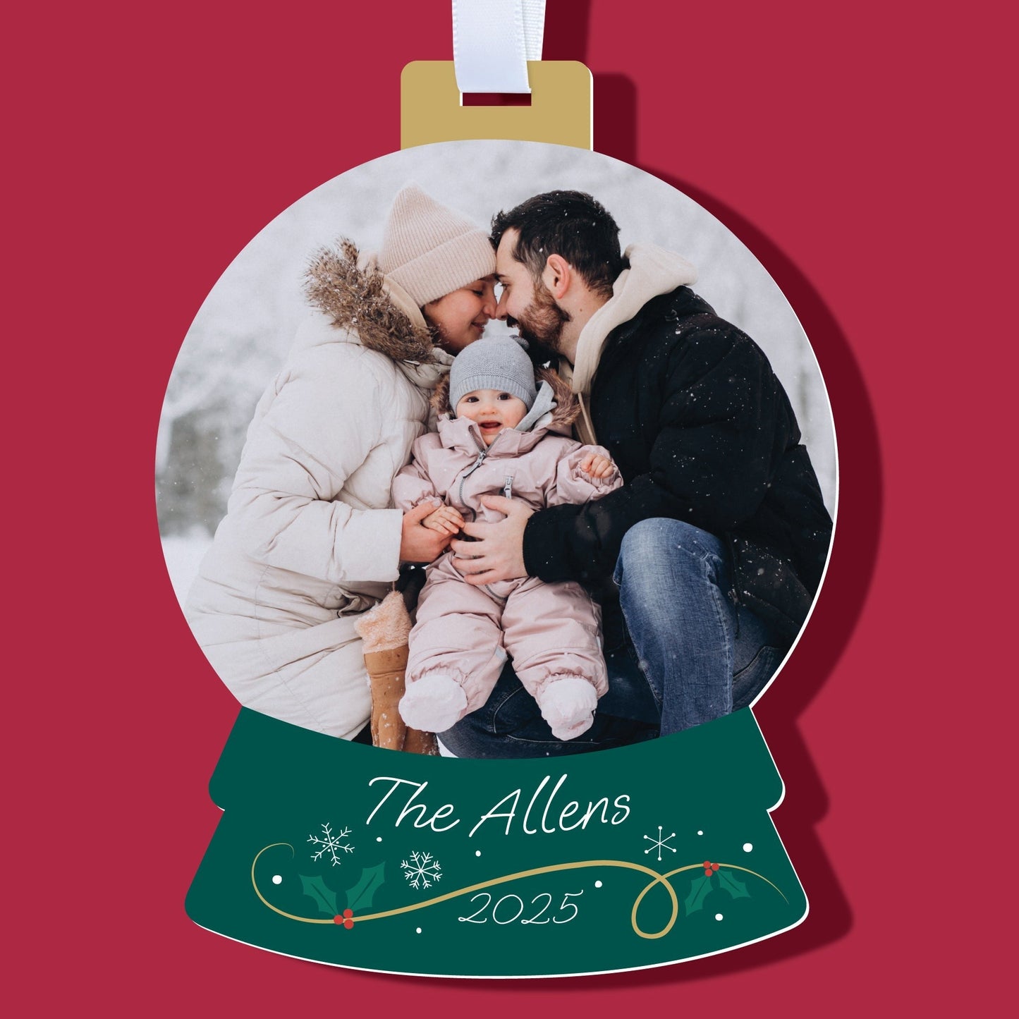 Custom Photo Snowglobe Tree Ornaments - 12 Ct