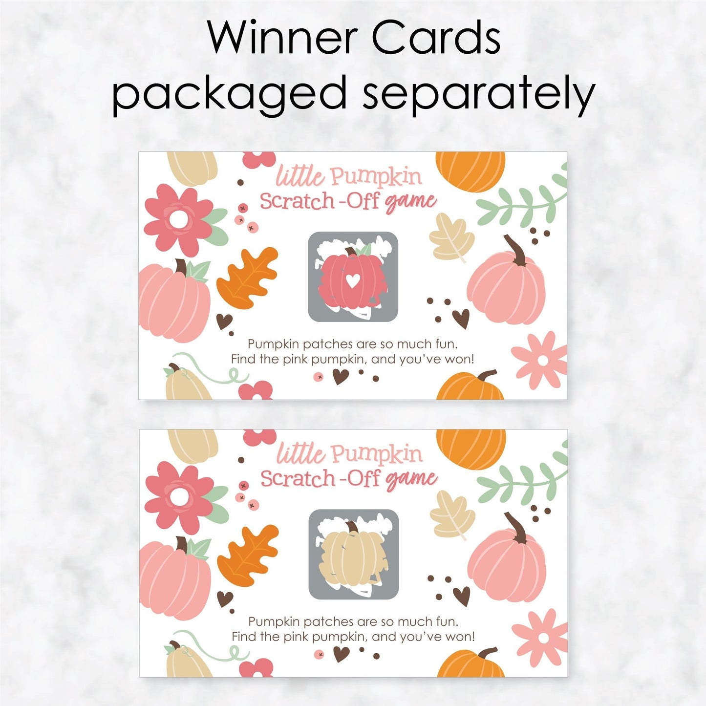 Girl Little Pumpkin - Fall Birthday Party or Baby Shower Game Scratch Off Cards - 22 Count