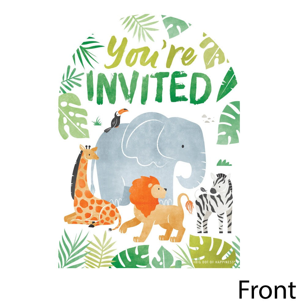 Safari Animals Shaped Fill-In Invitations - 12 Ct