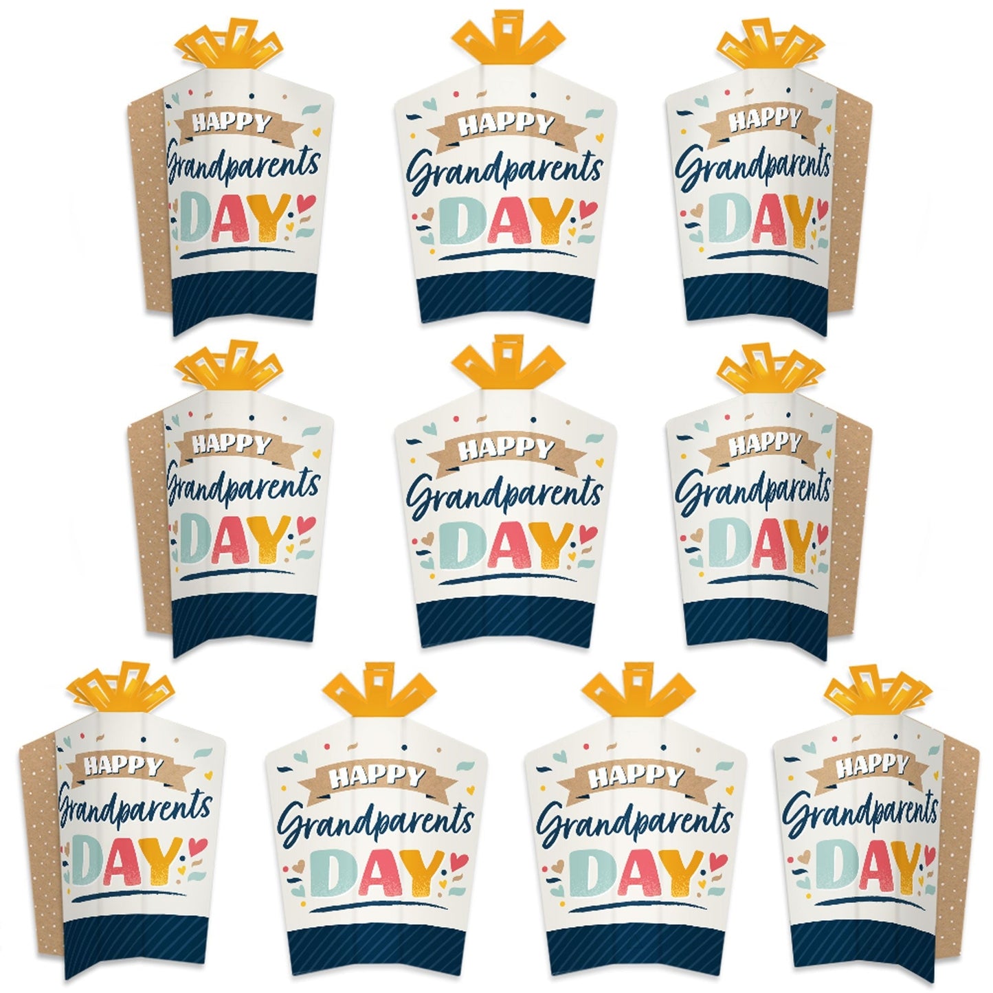 Happy Grandparents Day - Table Decorations - Grandma & Grandpa Party Fold and Flare Centerpieces - 10 Count