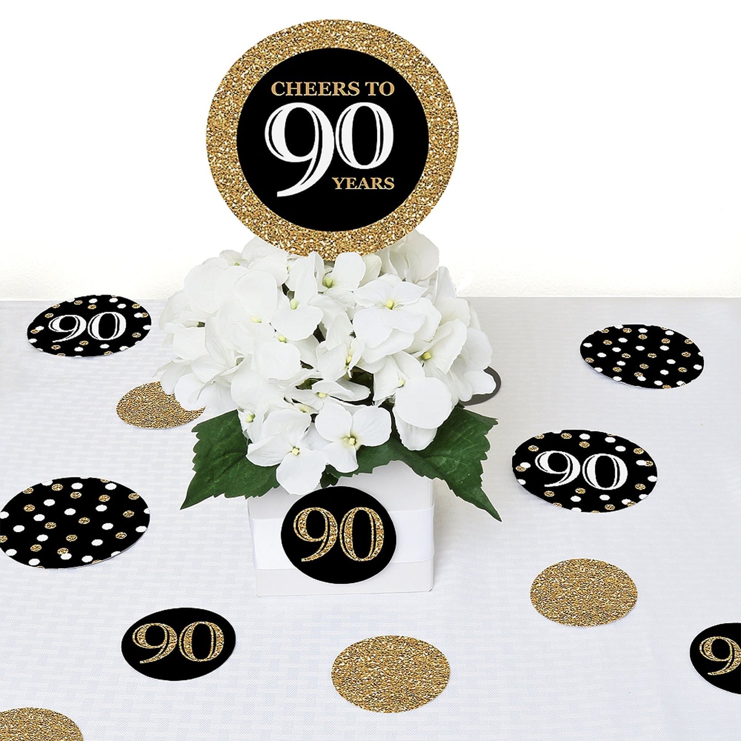 Adult 90th Birthday - Gold - Birthday Party Giant Circle Confetti - Birthday Party Decorations - Large Confetti 27 Count
