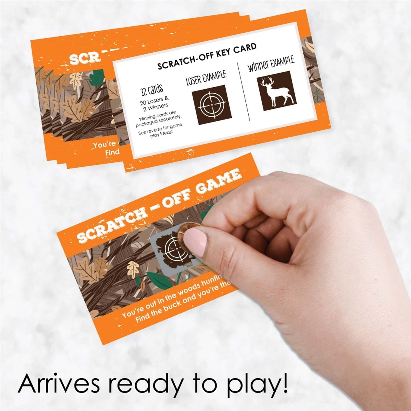Gone Hunting - Deer Hunting Camo Party Game Scratch Off Cards - 22 ct