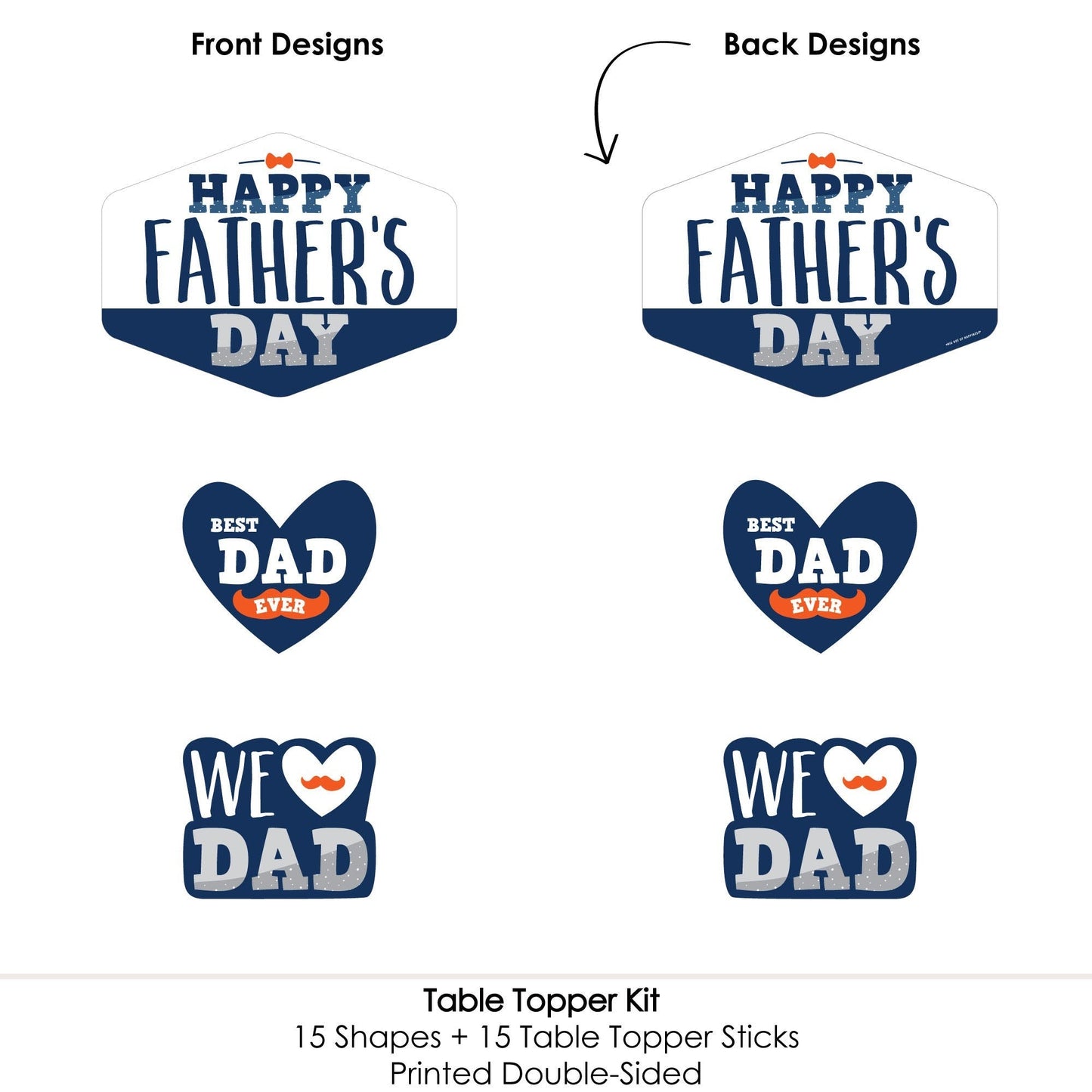 Happy Father's Day - We Love Dad Party Centerpiece Sticks - Table Toppers - Set of 15