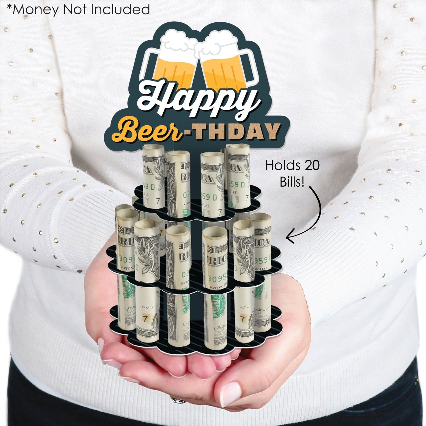 Cheers and Beers Happy Birthday - DIY Birthday Party Money Holder Gift - Cash Cake