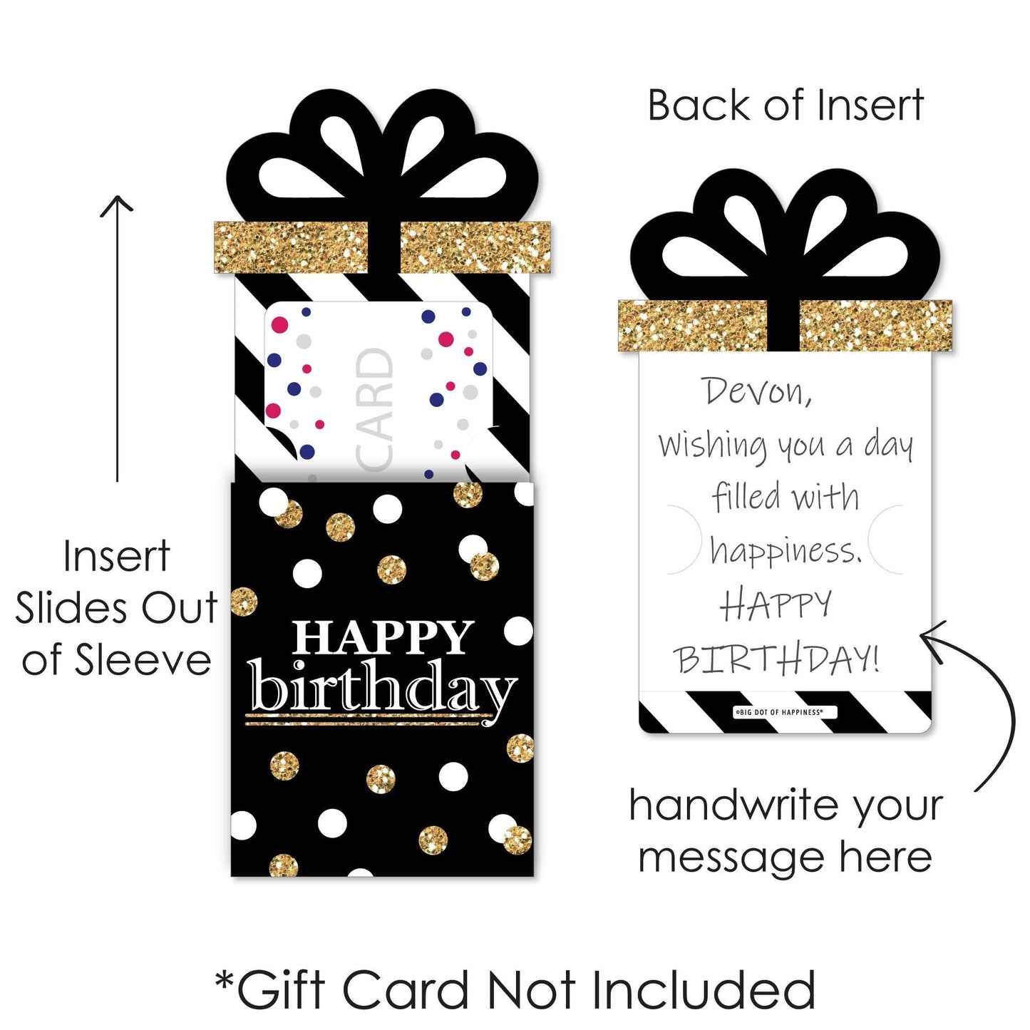 Adult Happy Birthday Birthday Party Money and Gift Card Sleeves - Nifty Gifty Card Holders - Set of 8