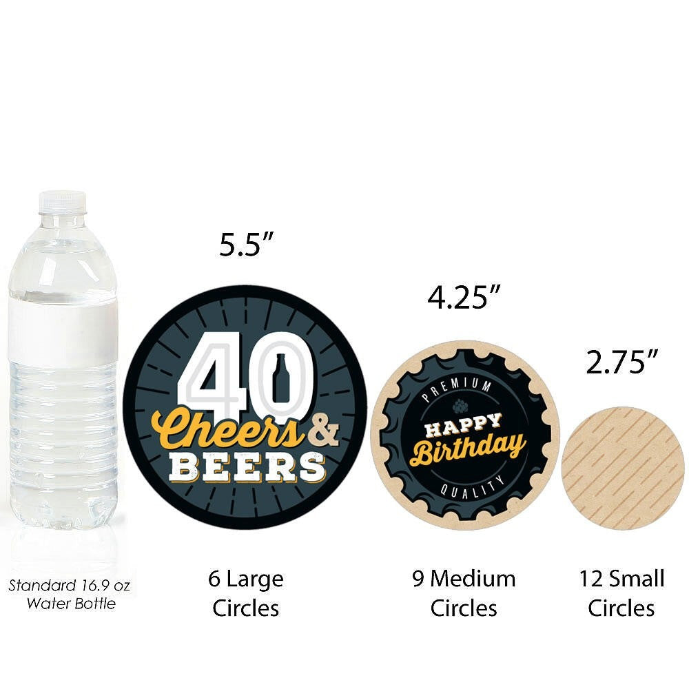 Cheers and Beers to 40 Years - 40th Birthday Party Giant Circle Confetti - Party Decorations - Large Confetti 27 Count