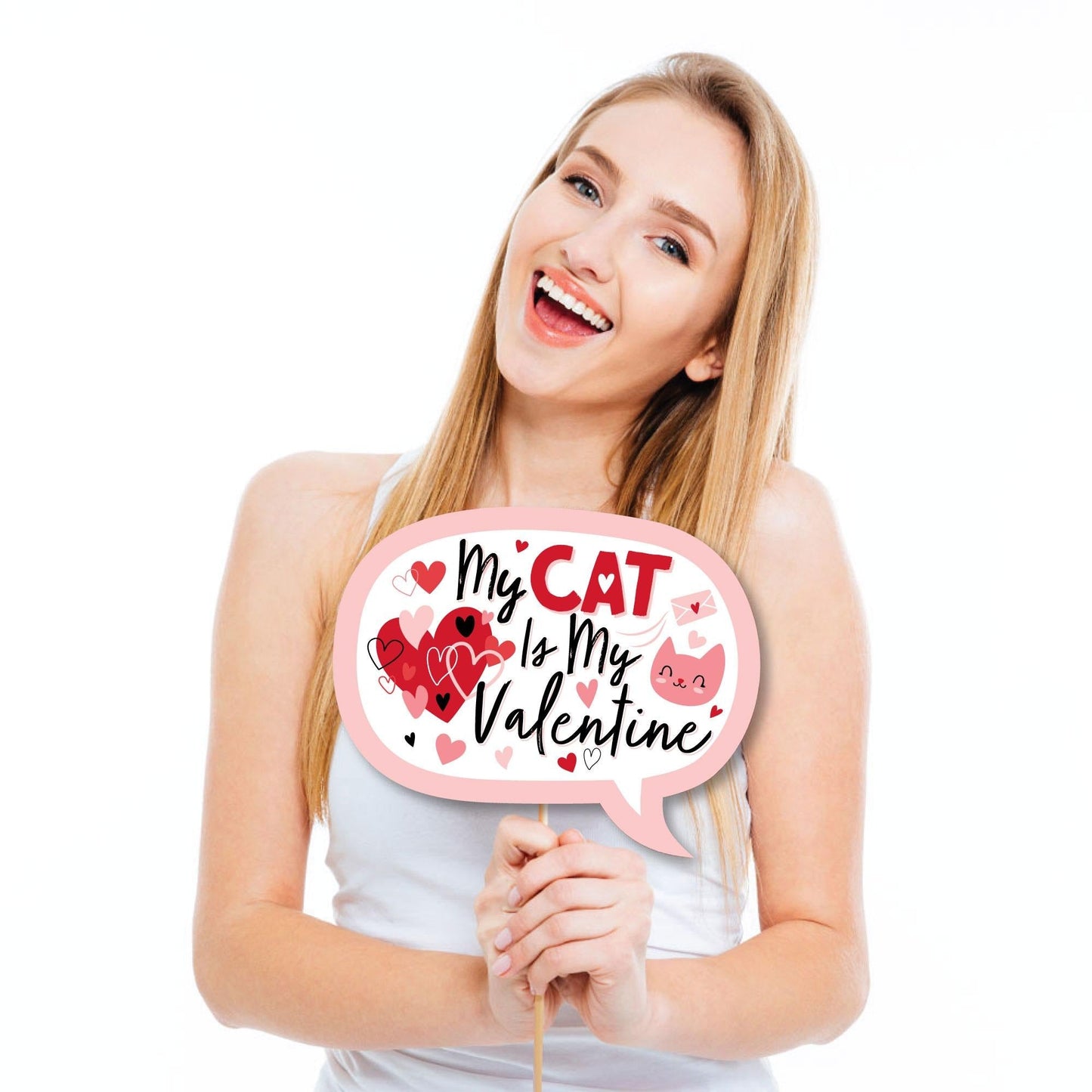 Funny Happy Valentine's Day - Valentine Hearts Party Photo Booth Props Kit - 10 Piece