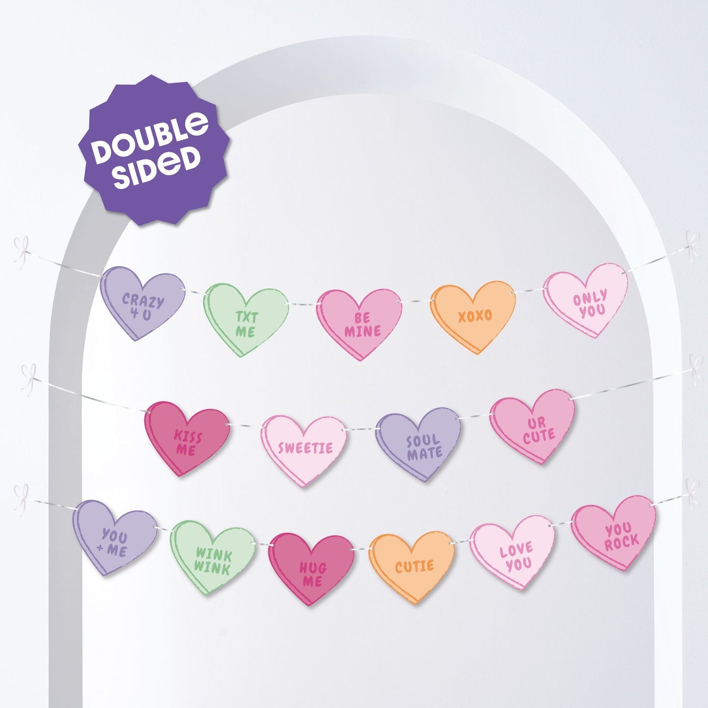 Valentine Hearts Garland Banner - 15 Pc