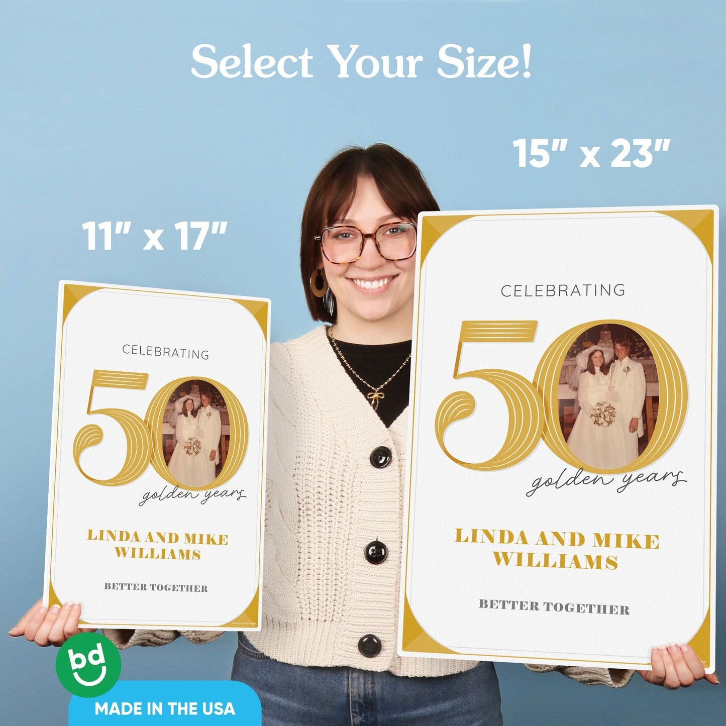 Personalized Photo 50th Wedding Anniversary Welcome Sign (Select Your Size)