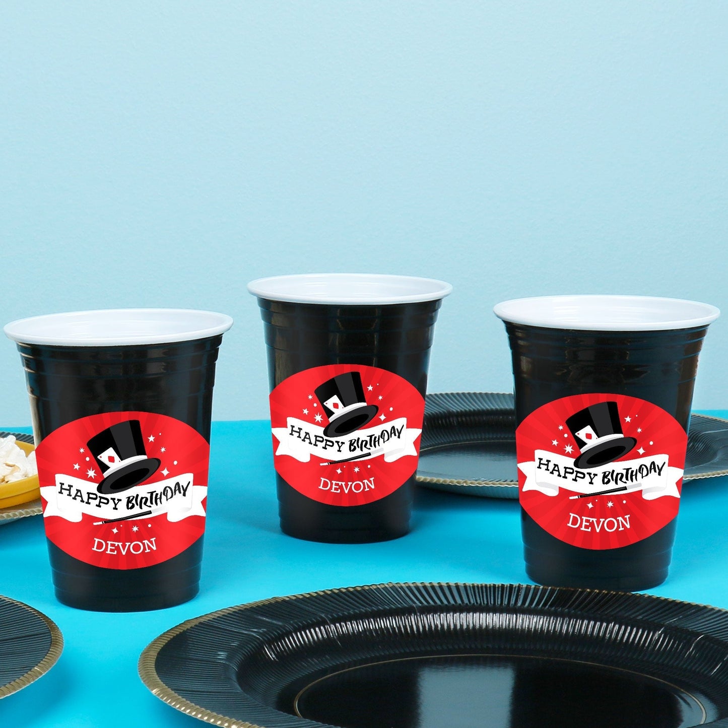 Custom Text Party Cups - Magic Show - 16 Ct