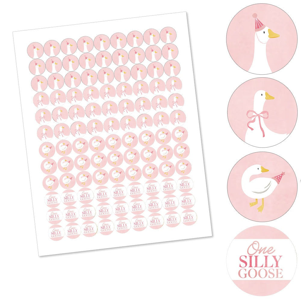 One Silly Goose Pink Candy Stickers - 1 Sheet of 108