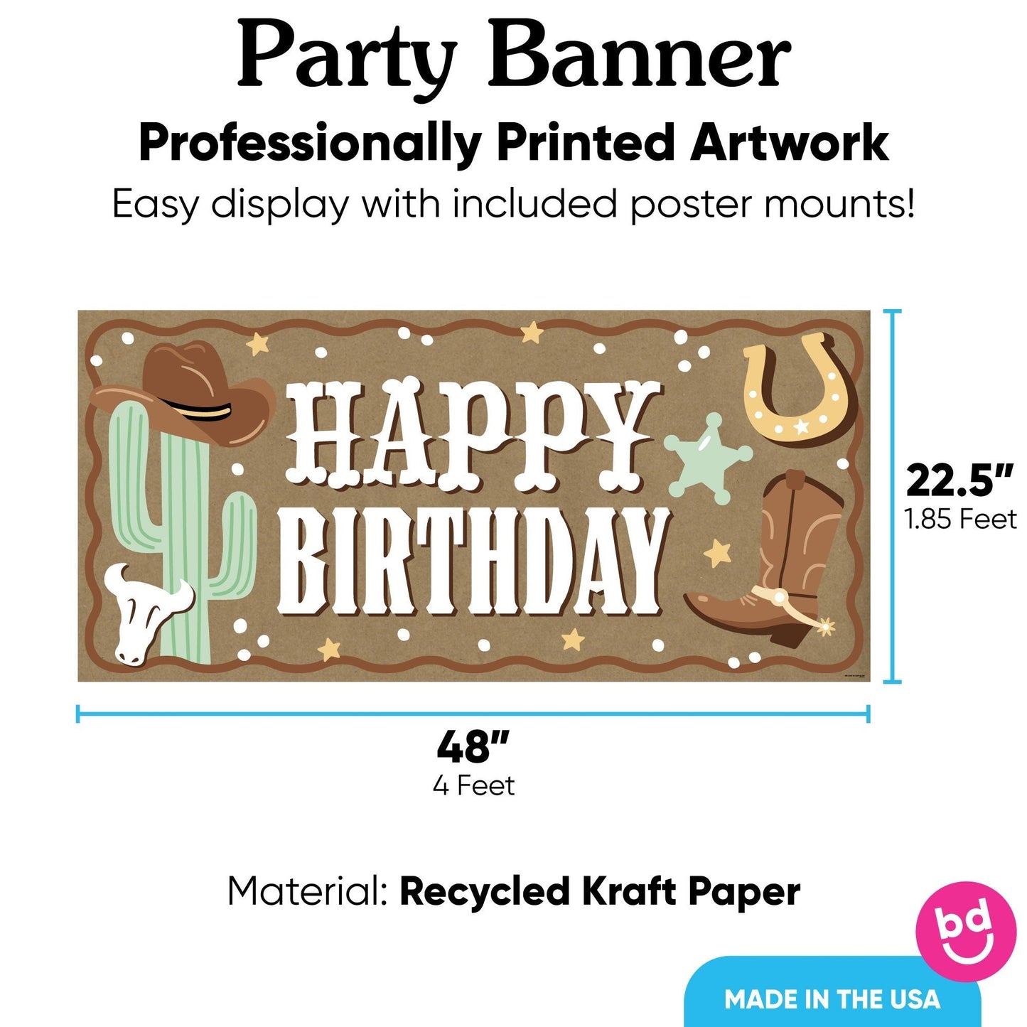 Western Hoedown Birthday Kraft Banner