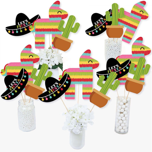 Let's Fiesta - Mexican Fiesta Party Centerpiece Sticks - Table Toppers - Set of 15