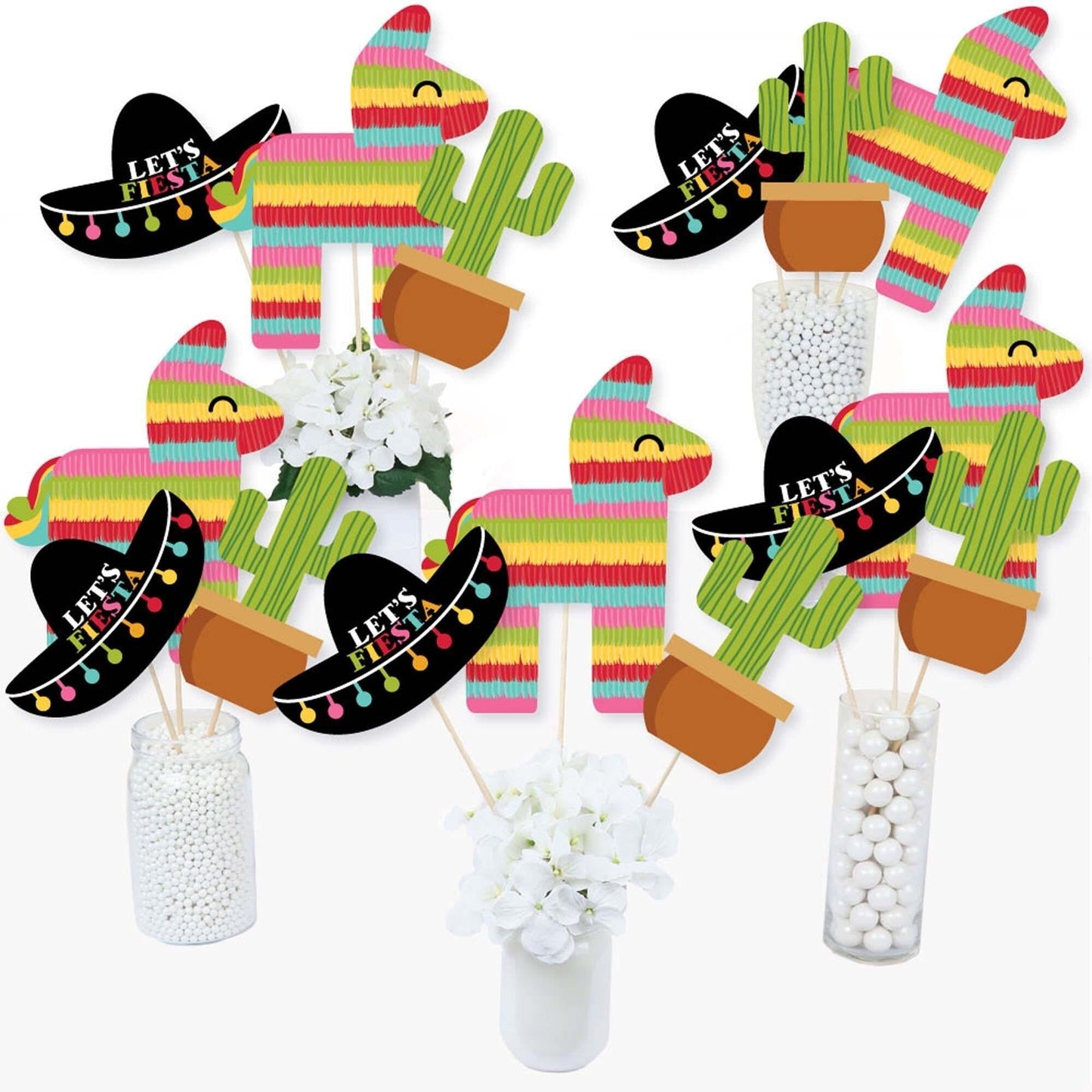 Let's Fiesta - Mexican Fiesta Party Centerpiece Sticks - Table Toppers - Set of 15