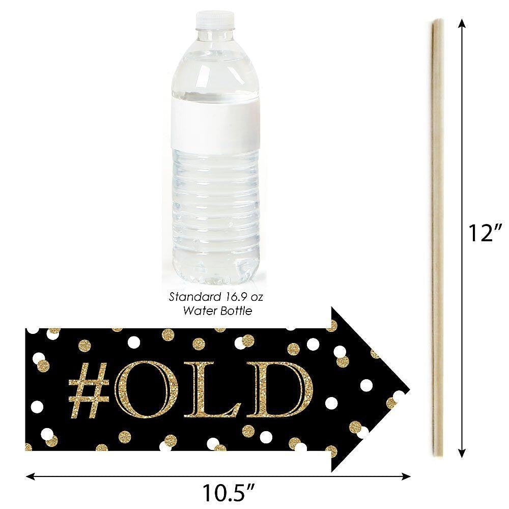 Funny Adult 70th Birthday - Gold - 10 Piece Birthday Party Photo Booth Props Kit