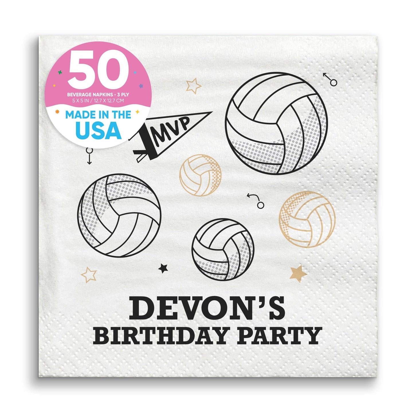 Custom Text Napkins - Volleyball