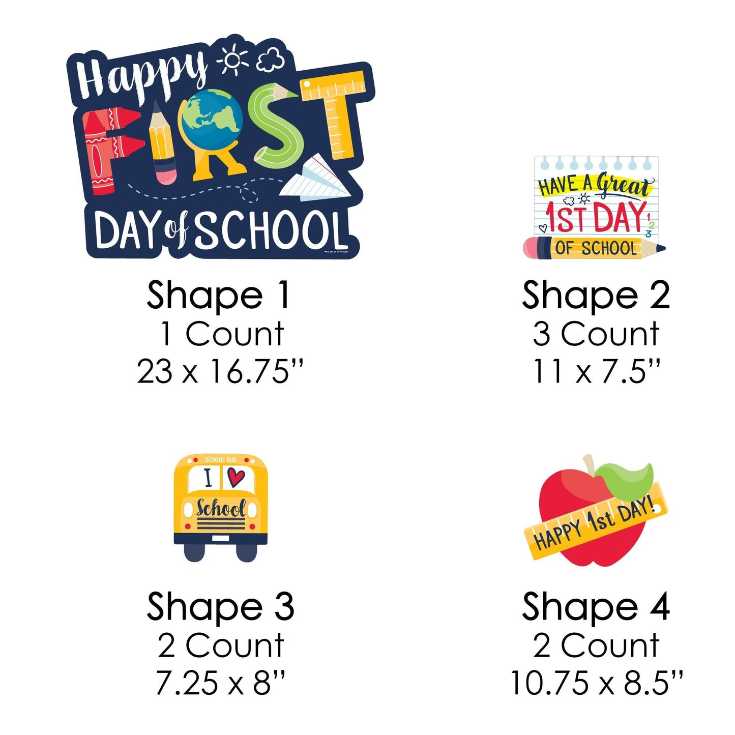 First Day of School - Yard Sign and Outdoor Lawn Decorations - Back To School Classroom Yard Signs - Set of 8