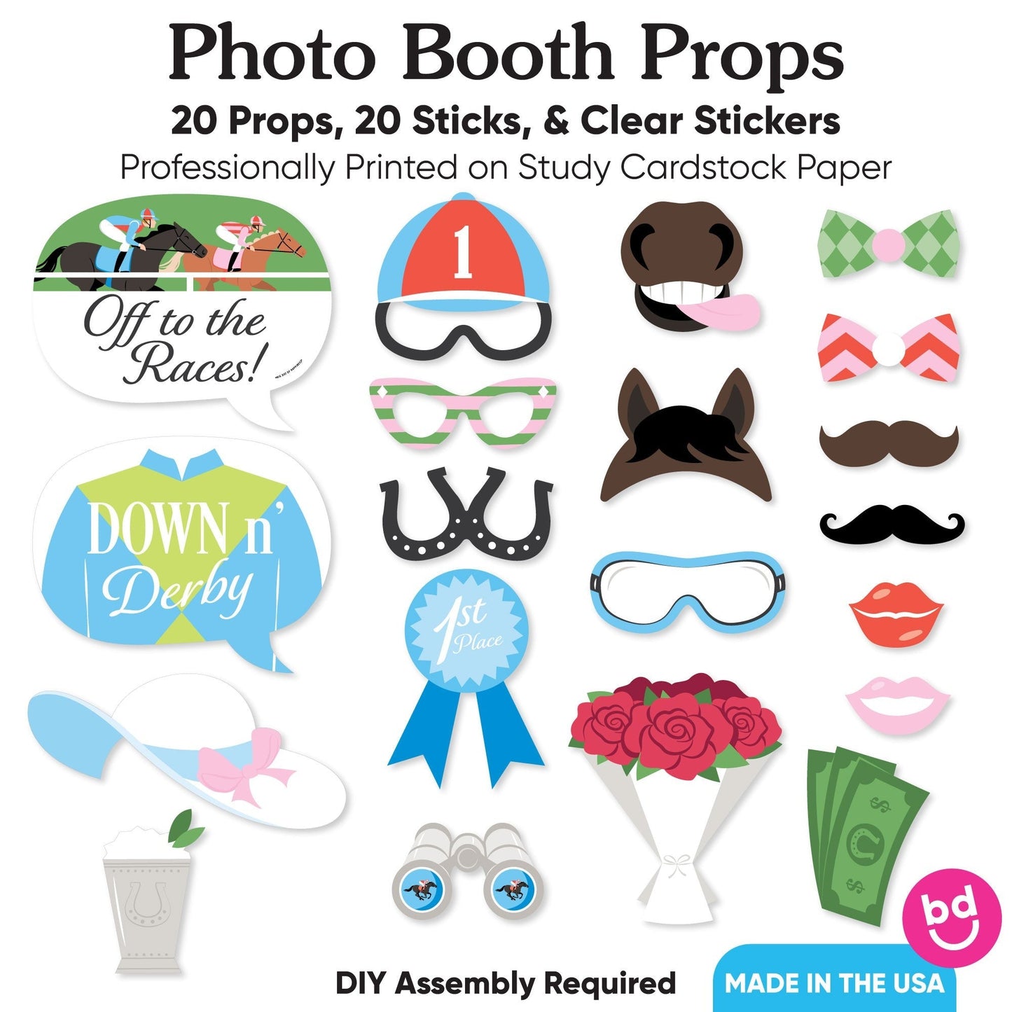 Derby Horse Race Photo Props - 20 Ct