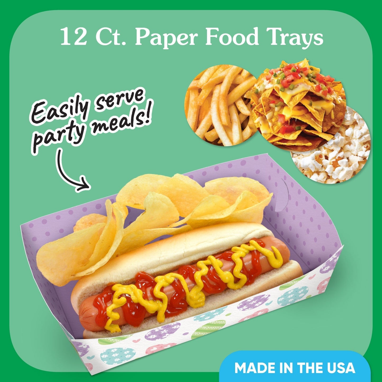 Spring Easter Paper Food Trays - 12 Ct