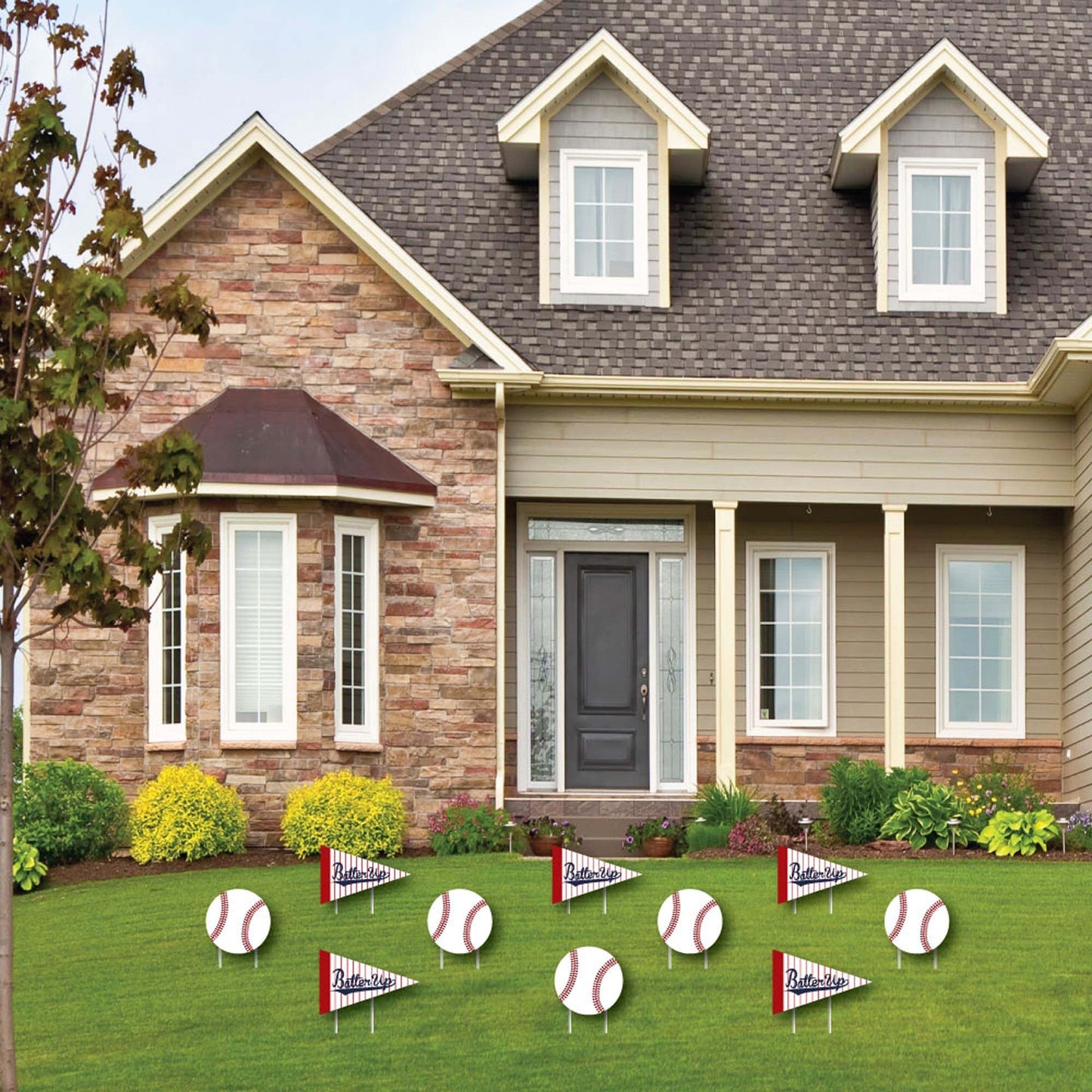 Batter Up - Baseball - Lawn Decorations - Outdoor Baby Shower or Birthday Party Yard Decorations - 10 Piece