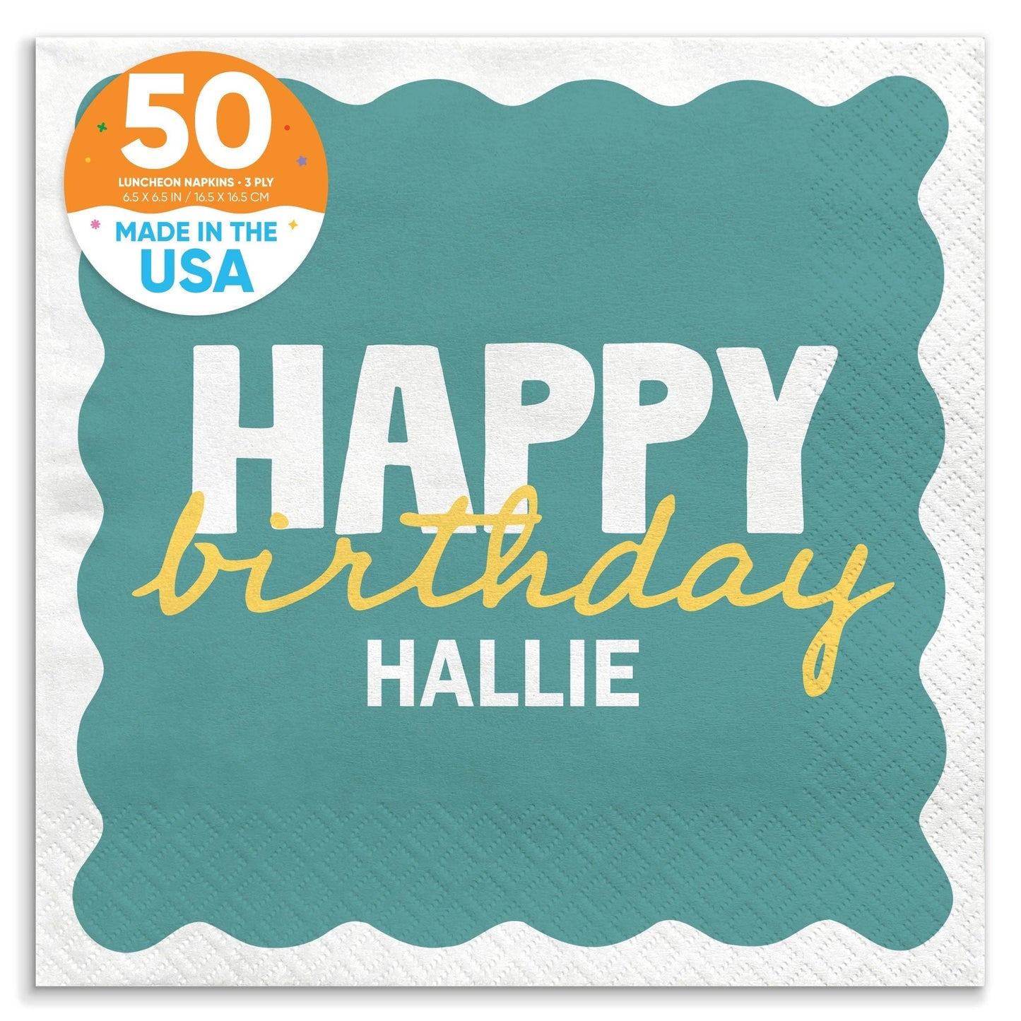 Custom Text Napkins - Wavy Birthday