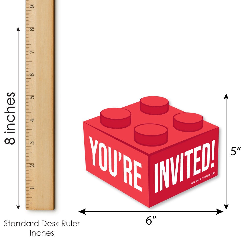 Building Blocks Shaped Fill-In Invitations - 12 Ct