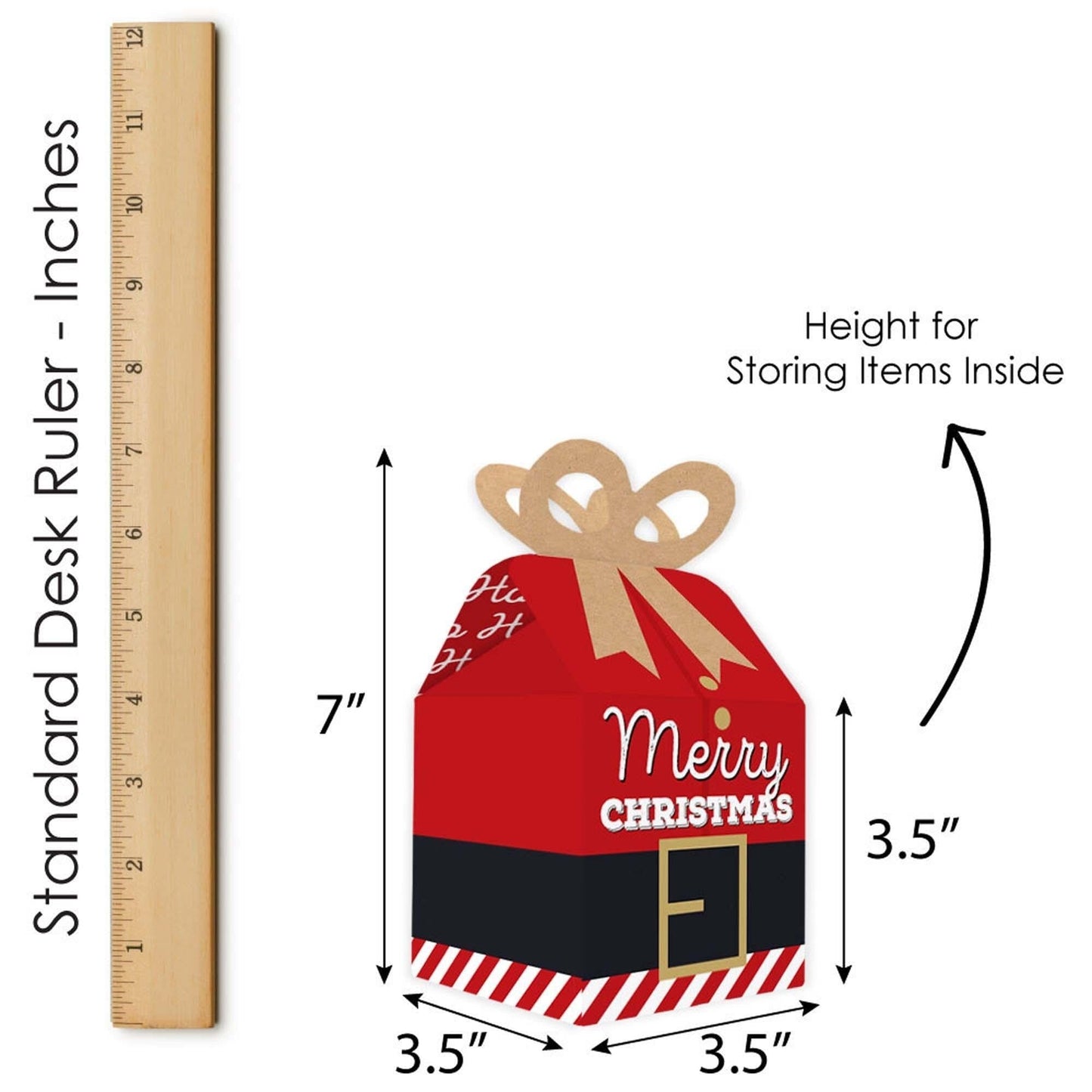 Jolly Santa Claus - Square Favor Gift Boxes - Christmas Party Bow Boxes - Set of 12