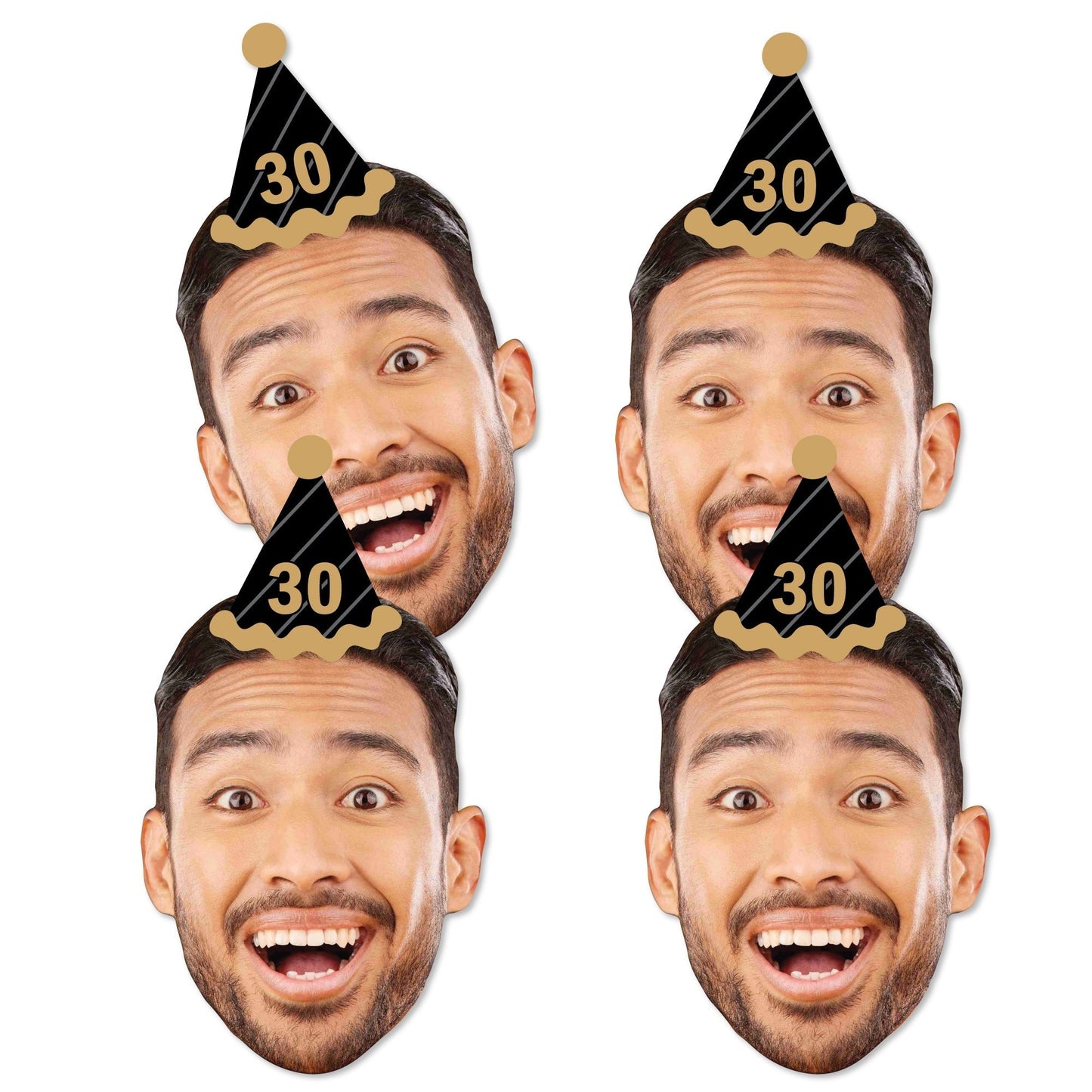 Custom Fun Face Black & Gold Birthday Hat Essentials - 20 Ct