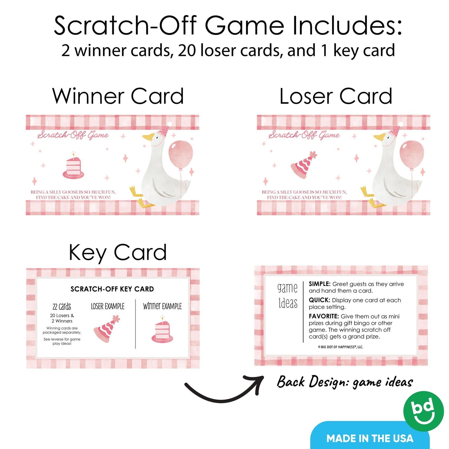One Silly Goose Pink Scratch Off Cards Game - 22 Ct