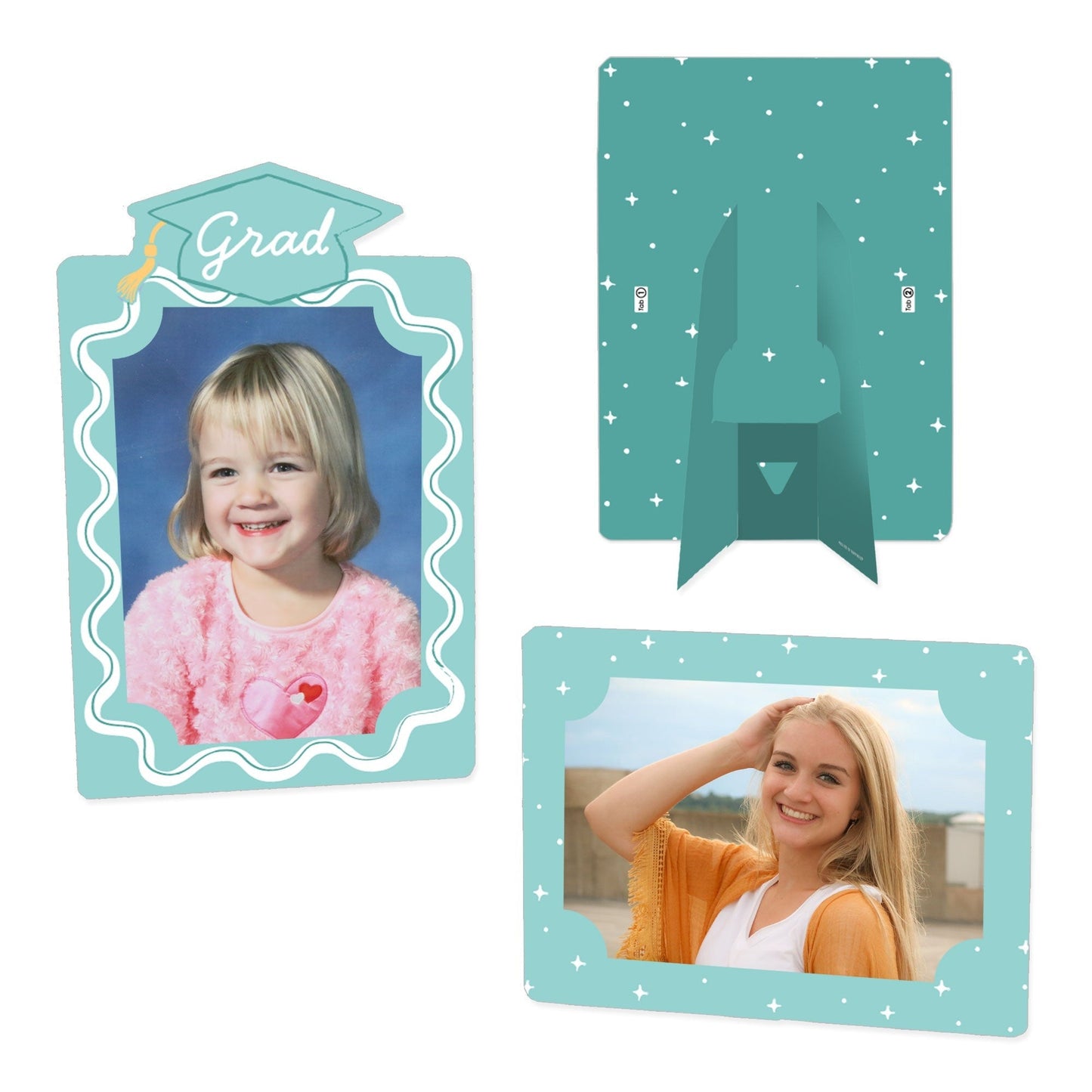 Pastel Grad Paper Photo Frames - 12 Ct