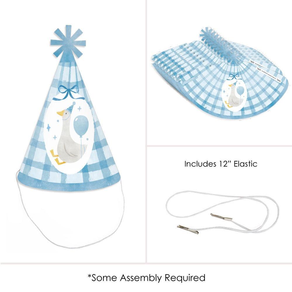 One Silly Goose Blue Cone Party - Set of 8 (Standard Size)