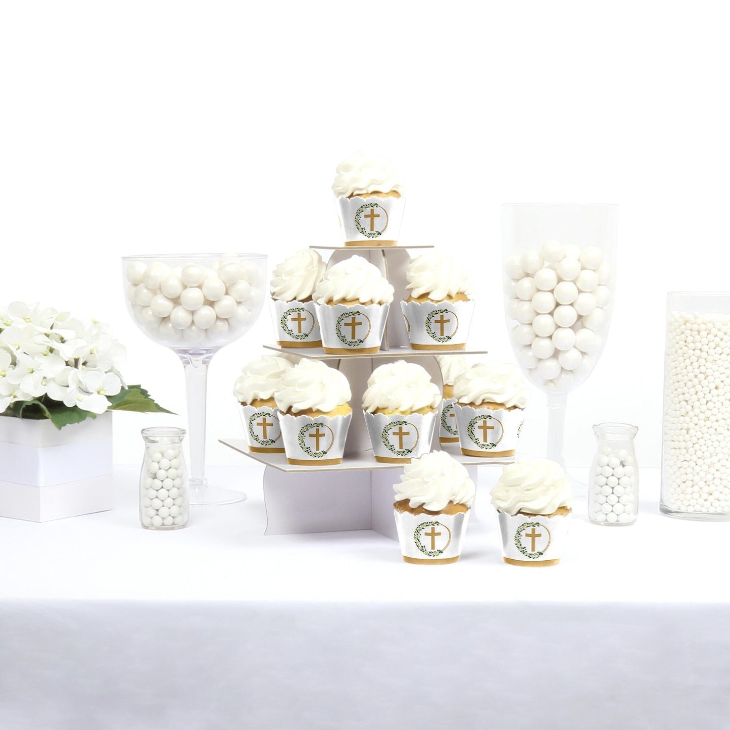 Elegant Cross - Religious Party Decorations - Party Cupcake Wrappers - Set of 12