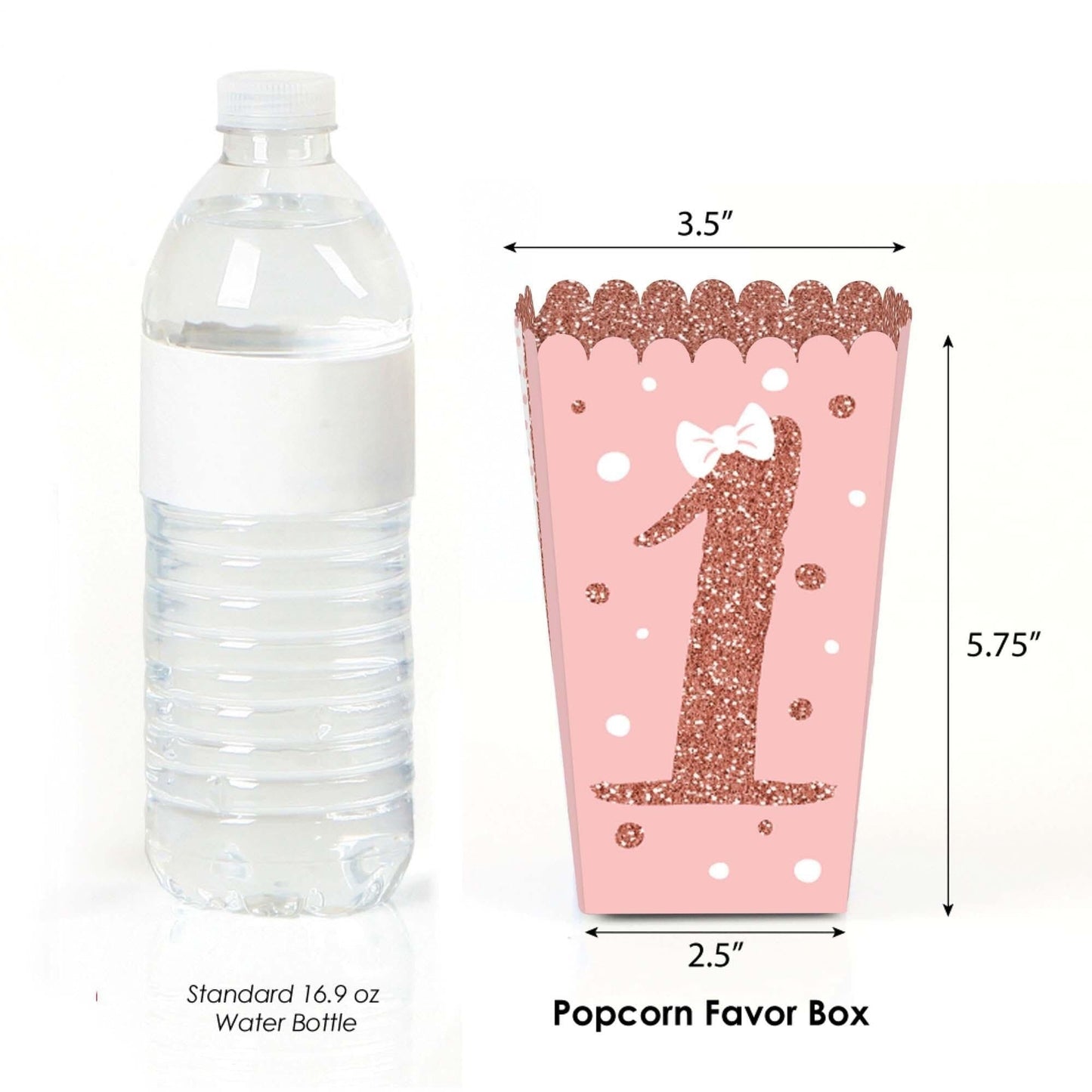 1st Birthday Little Miss Onederful - Girl First Birthday Party Favor Popcorn Treat Boxes - Set of 12