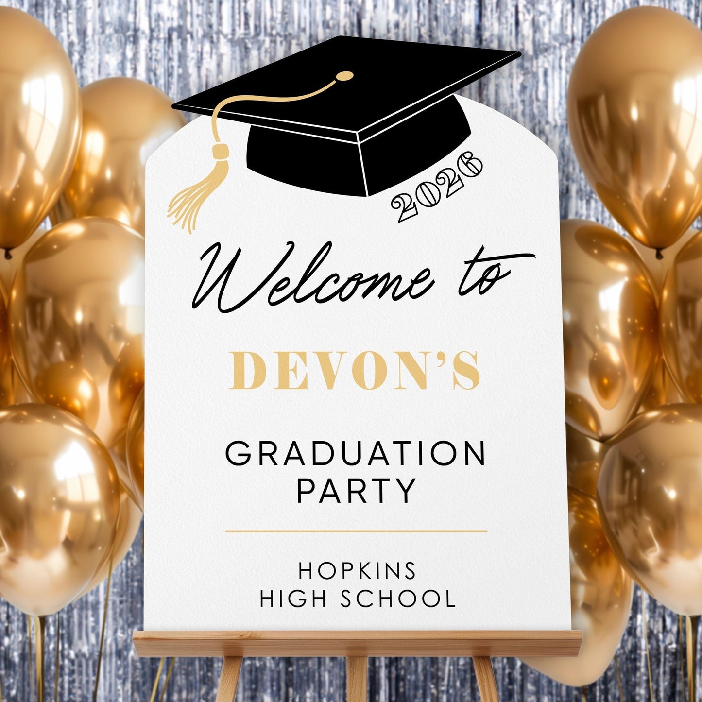 Custom Text Tassel Gold Welcome Sign