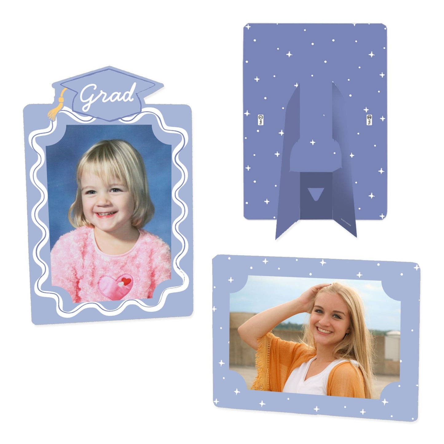 Pastel Grad Paper Photo Frames - 12 Ct