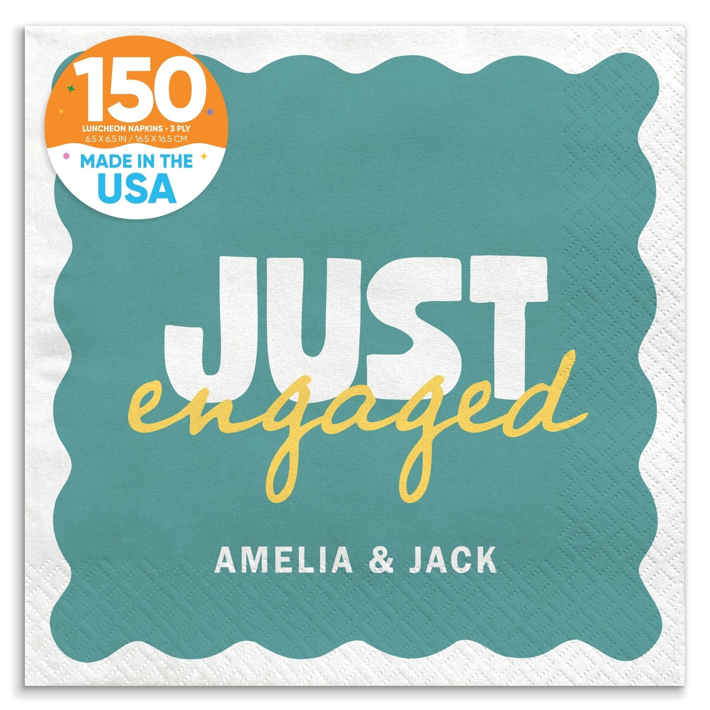 Custom Text Napkins - Wavy Just Engaged
