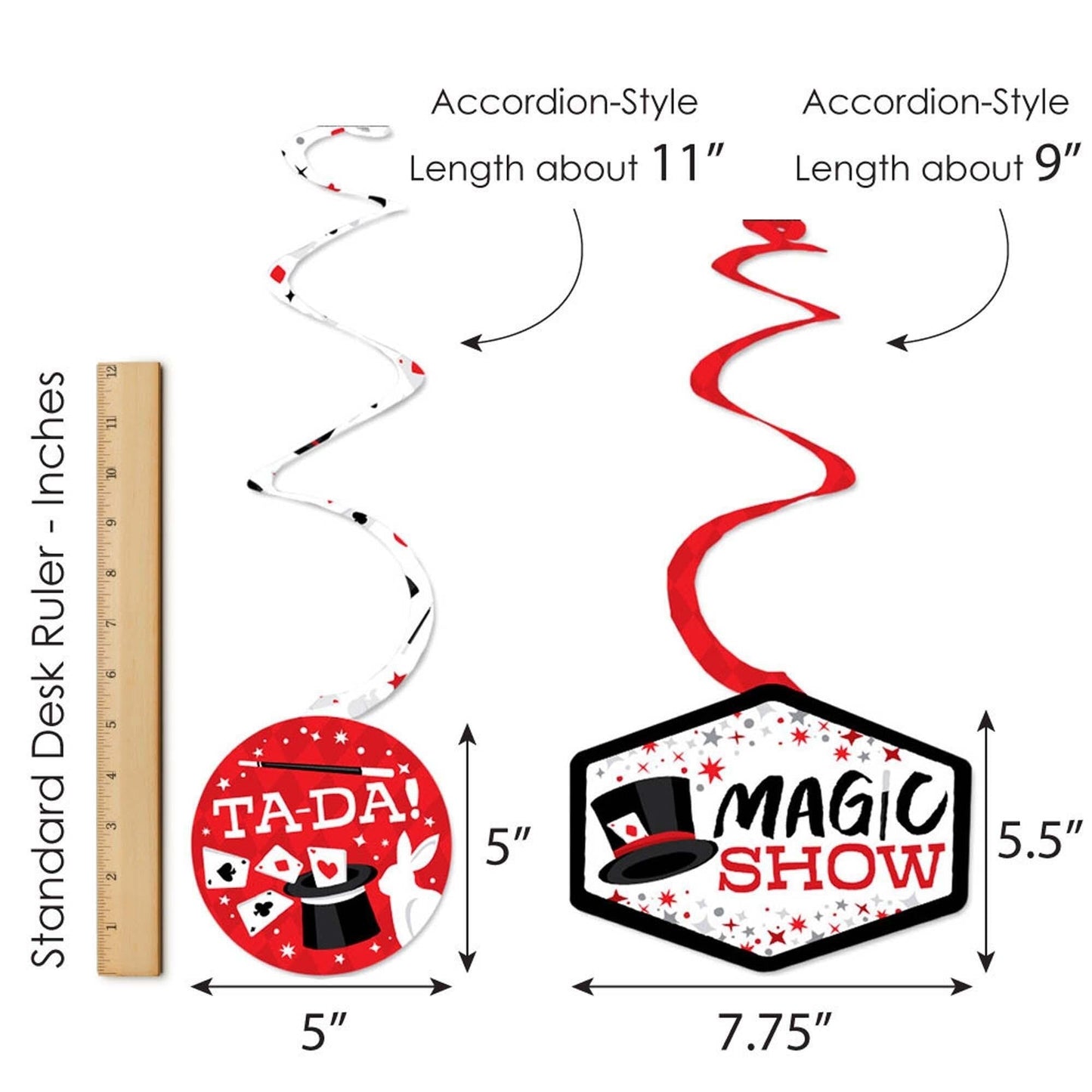 Ta-Da, Magic Show - Magical Birthday Party Hanging Decor - Party Decoration Swirls - Set of 40