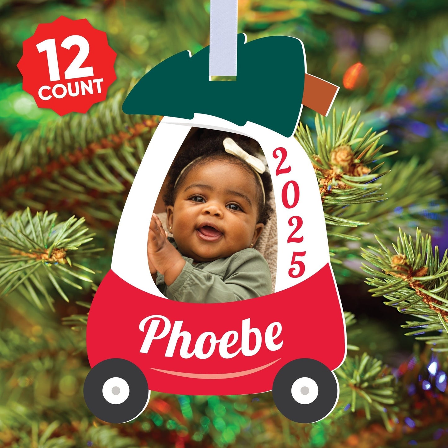 Custom Photo Kids Christmas Tree Car Tree Ornaments - 12 Ct