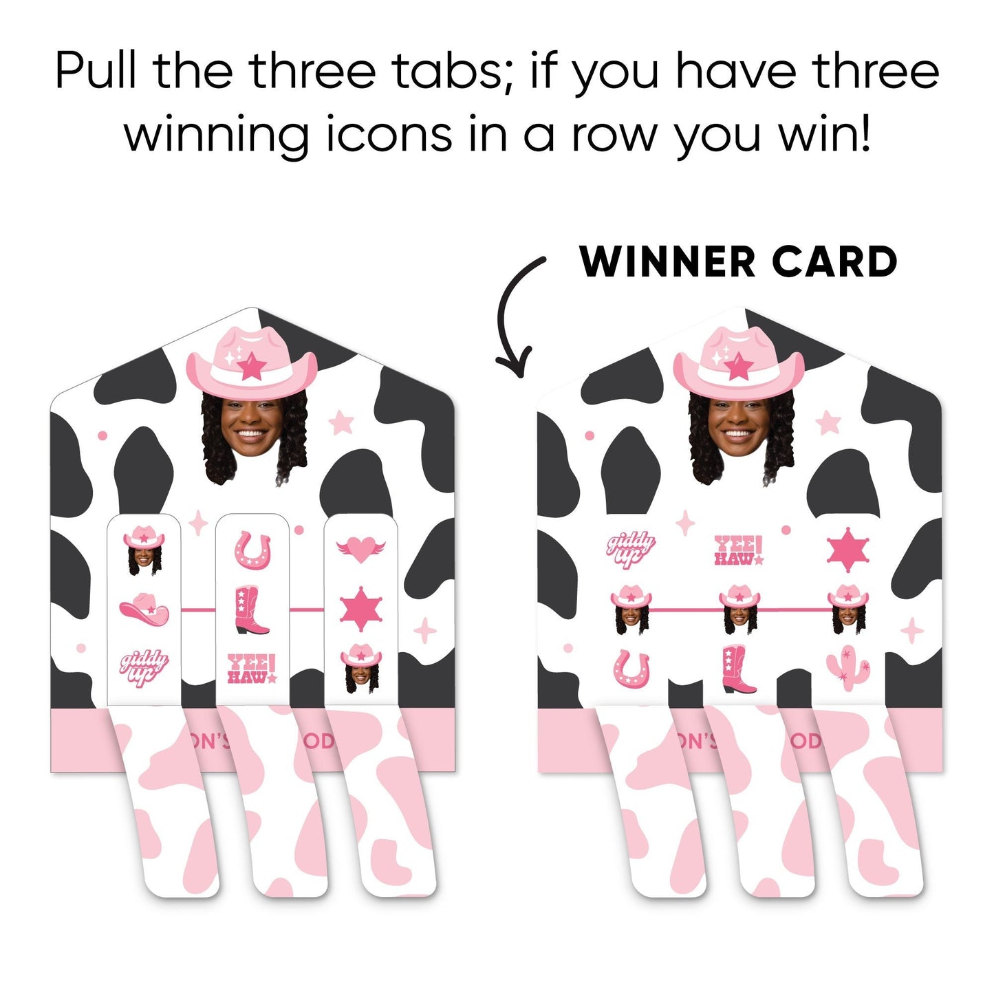 Custom Face Rodeo Cowgirl Pull Tab Game
