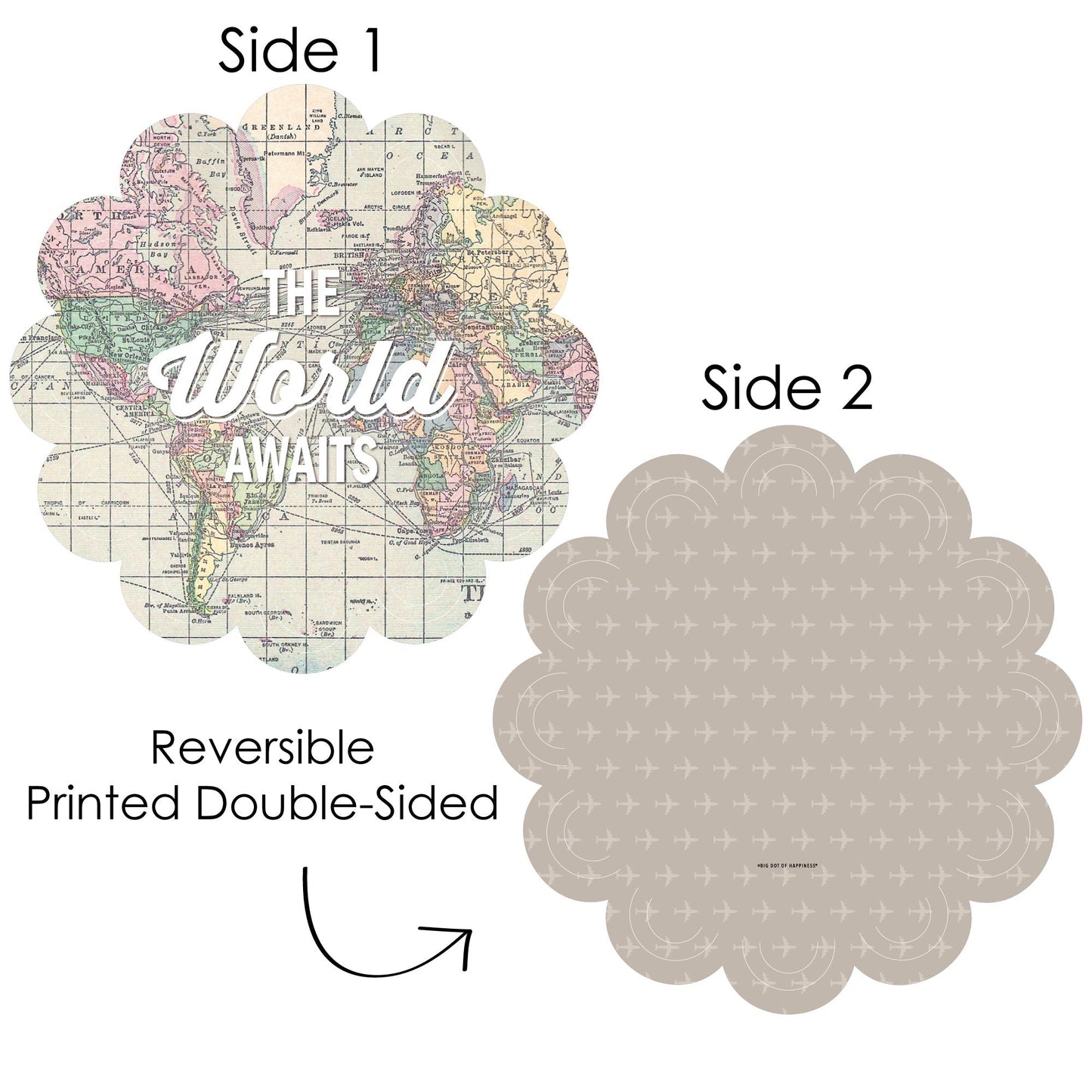 World Awaits - Travel Themed Party Round Table Decorations - Paper Chargers - Place Setting For 12
