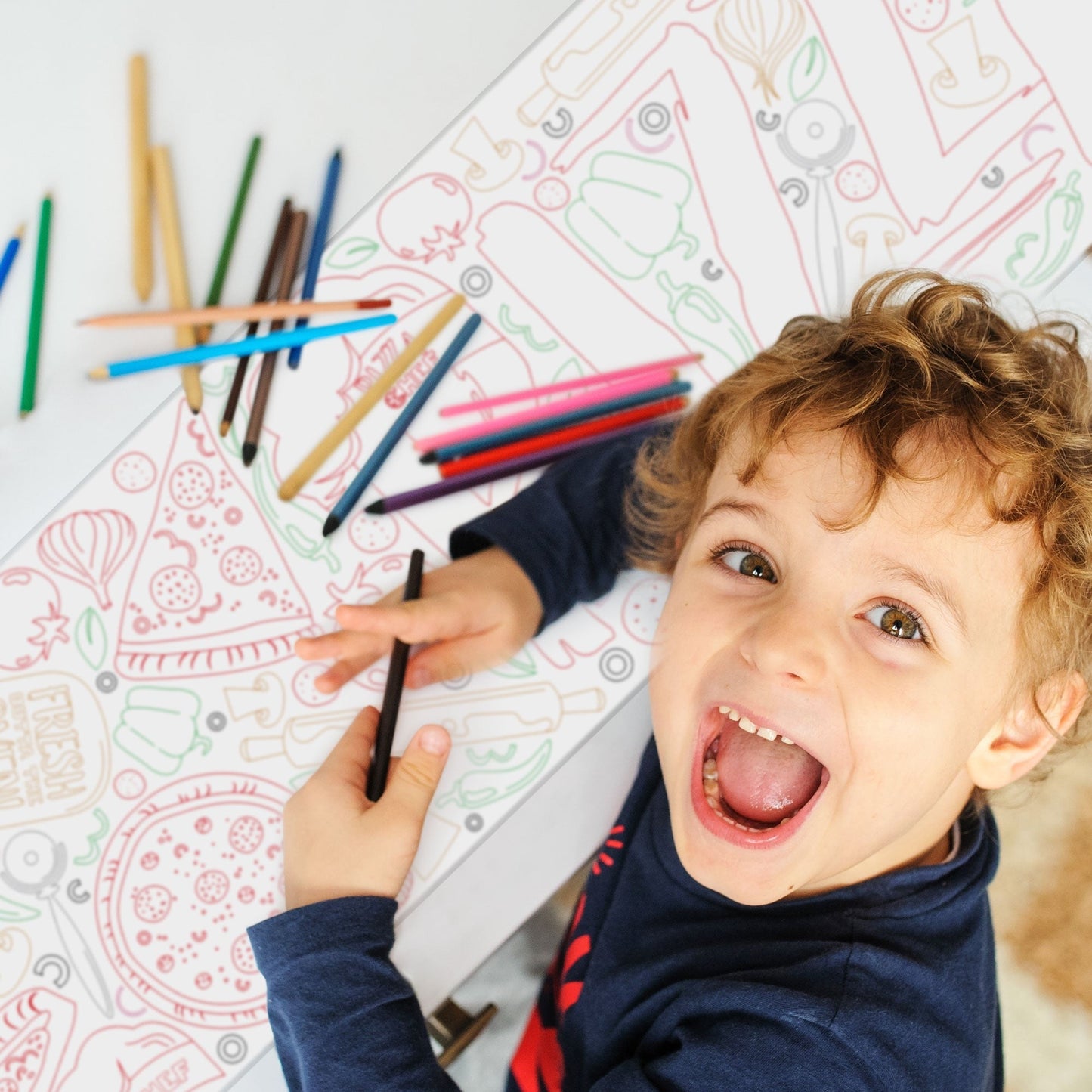 Pizza Party - Coloring Table Runner - 7'